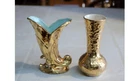 Vintage Mid Century 1950s 24K WEEPING GOLD VASE LOT Savoy Cornucopia + McCoy