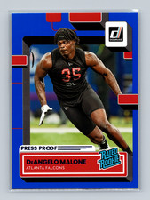 2022 Donruss Blue Press Proof Rated Rookie DeAngelo Malone #386 Atlanta Falcons