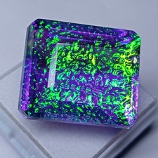 Superb Natural Monarch Fire Opal Doublet Emerald Shape Certified 60 Ct Gemstone