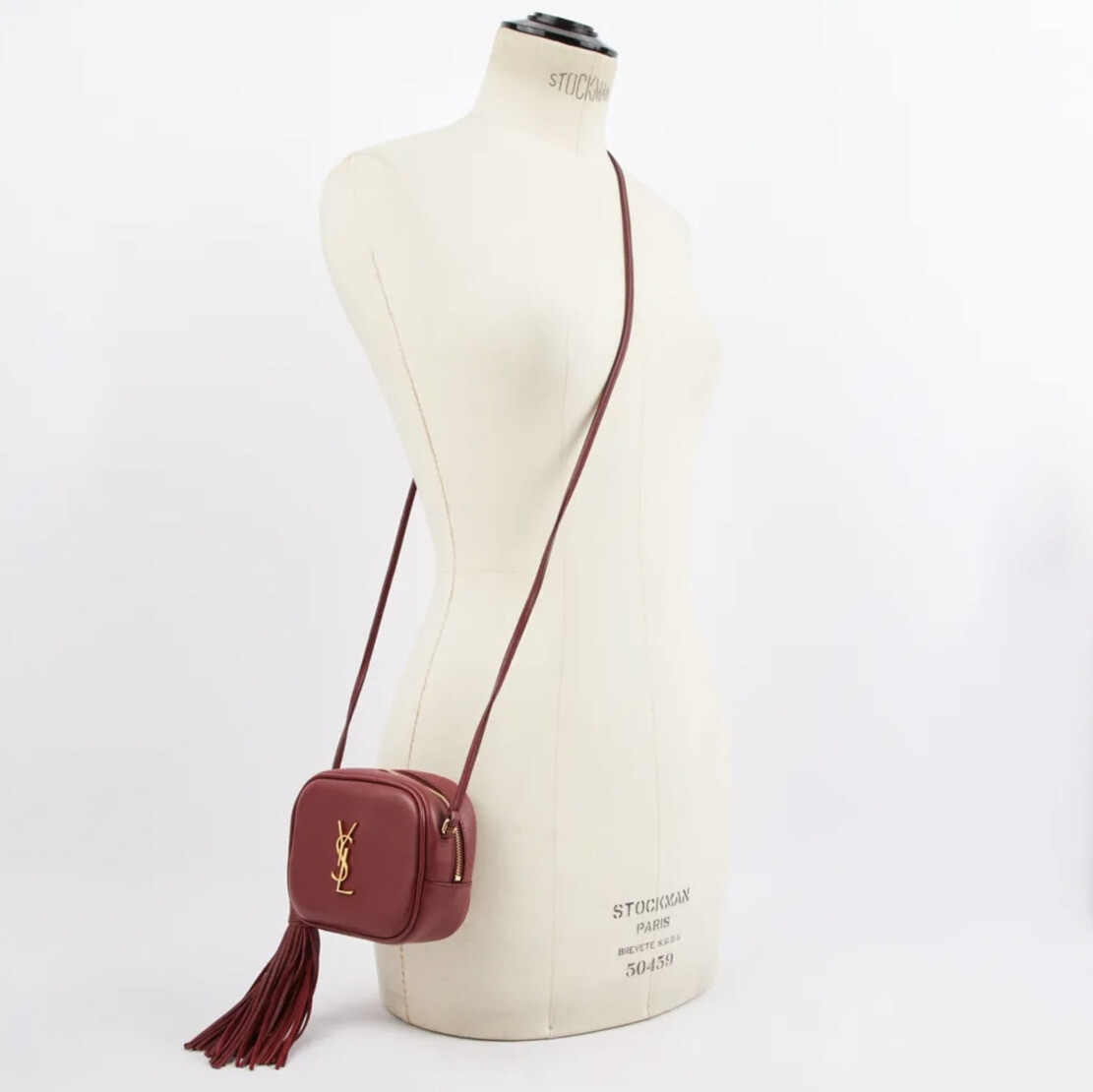 NUOVA YSL Saint Laurent CAMERA LOU LEATHER tracolla rosso BORGOGNA sacchetto antipolvere scatola