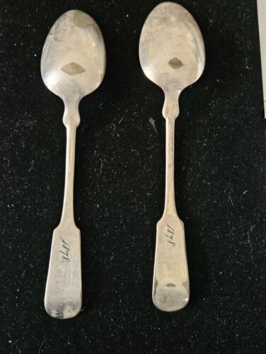 Antique Rogers Bros. A1 Silverplate Set of Two Spoons Engraved 1878 'S.M.Rose' - Picture 4 of 13