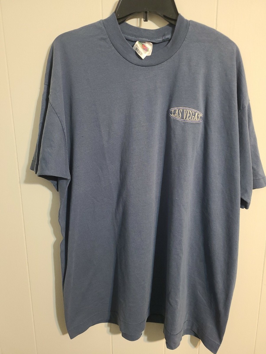 Vintage Las Vegas 2xl Mens Blue Embroidered Logo Single