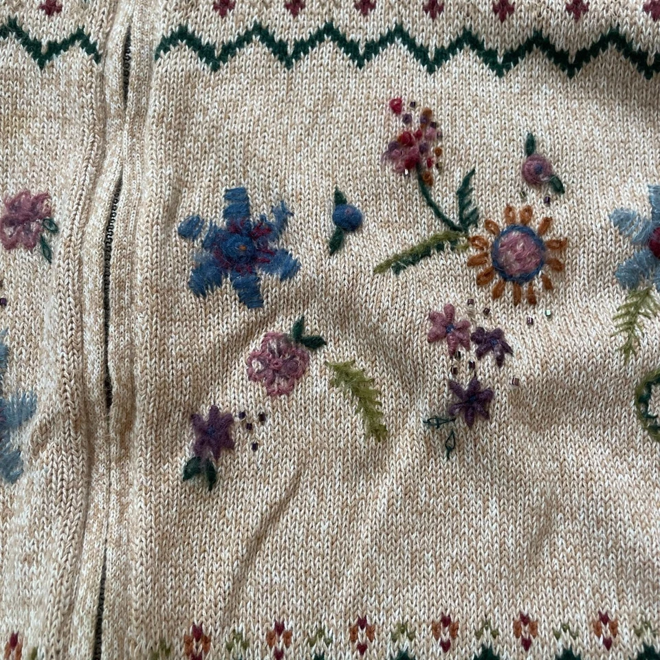 Кардиган Alfred Dunner с цветочной вышивкой на молнии свитер женский размер 2X желтовато-коричневый - Изображение 3 из 4