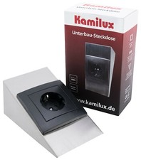Unterbau Steckdose VDE Küchensteckdose Aufbausteckdose gebürstet Optik eckig