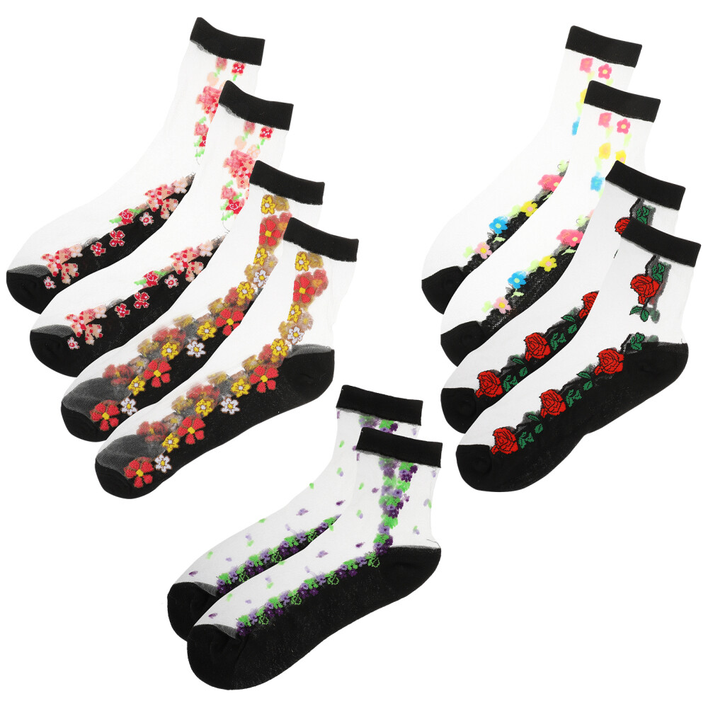 SAOLA 5 Paia Calze da Barca in Seta Anti Cotone Suola Anti Gancio Miss Sottili Donna