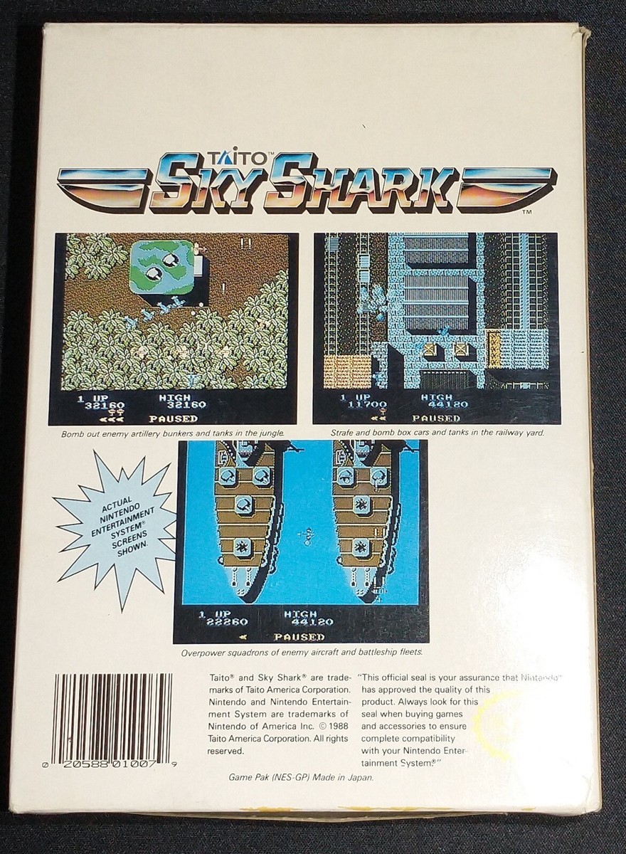 Sky Shark Taito Authentic Nintendo NES EXMT+ condition