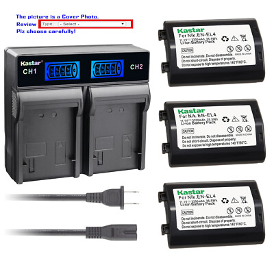 Kastar Battery LCD Rapid Dual Charger for Nikon EN-EL4 EL4A & Nikon MH-21 MH-22
