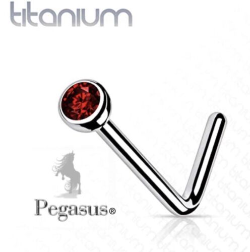 SOLID IMPLANT 23 GRADE TITANIUM -  Ruby Red Crystal Nose Bend Screw Stud - Picture 1 of 4