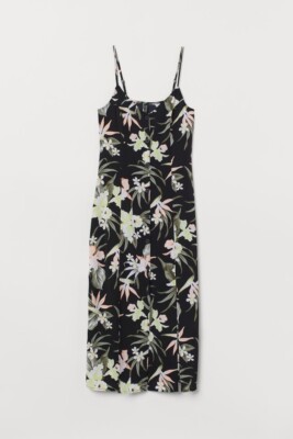 Divided H&M Double Slit V Neck Midi Dress Button Front Large