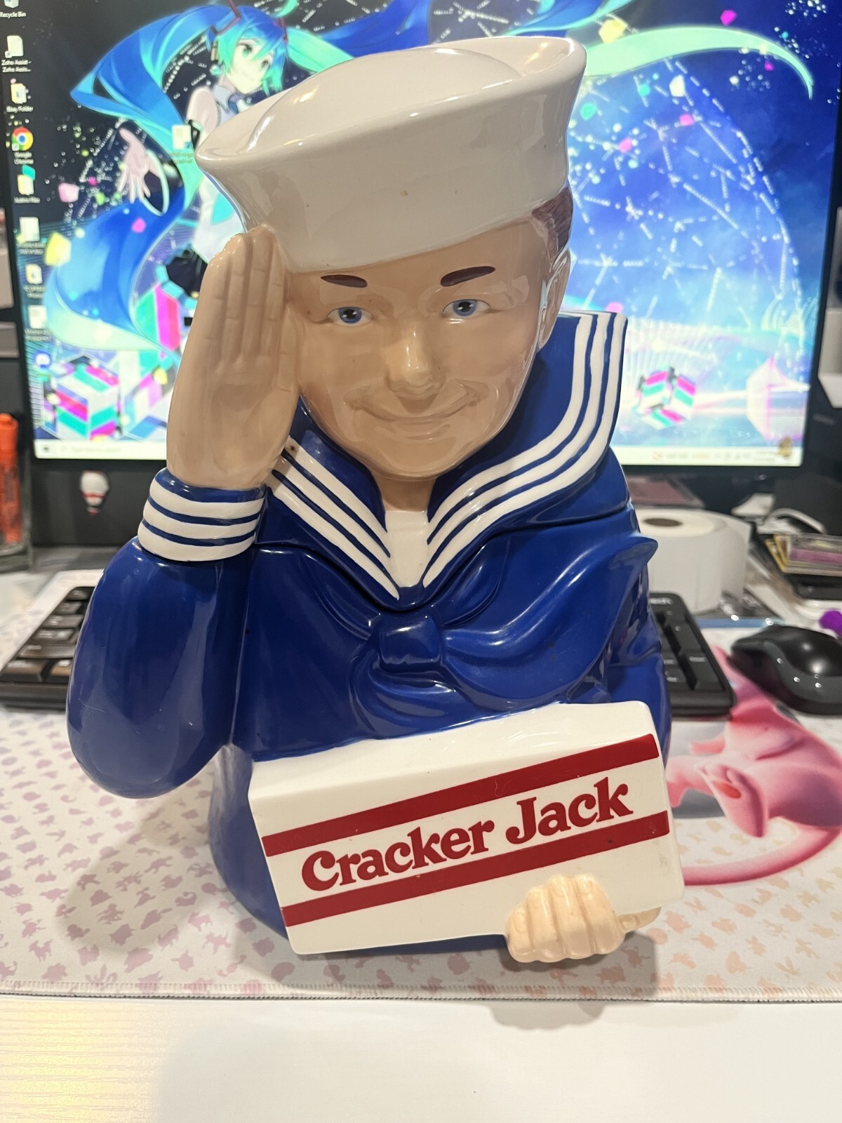 Vintage 1997 Cracker Jack Cookie Jar 20 Of 500 W CERTIFICATE OF vintage-1997-cracker-jack-cookie-jar-20-of-500-w-certificate-of