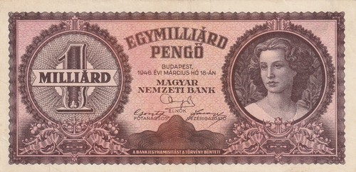 Banconota Ungheria 1946 1 miliardo Pengo circolata scegli 125 pattumiera affare - Foto 1 di 2