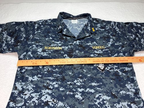 US Navy Digital Camouflage Jacket Uomo XL-Lunga Navy Uniforme Blu Grigio USNSCC USA - Foto 10 di 12