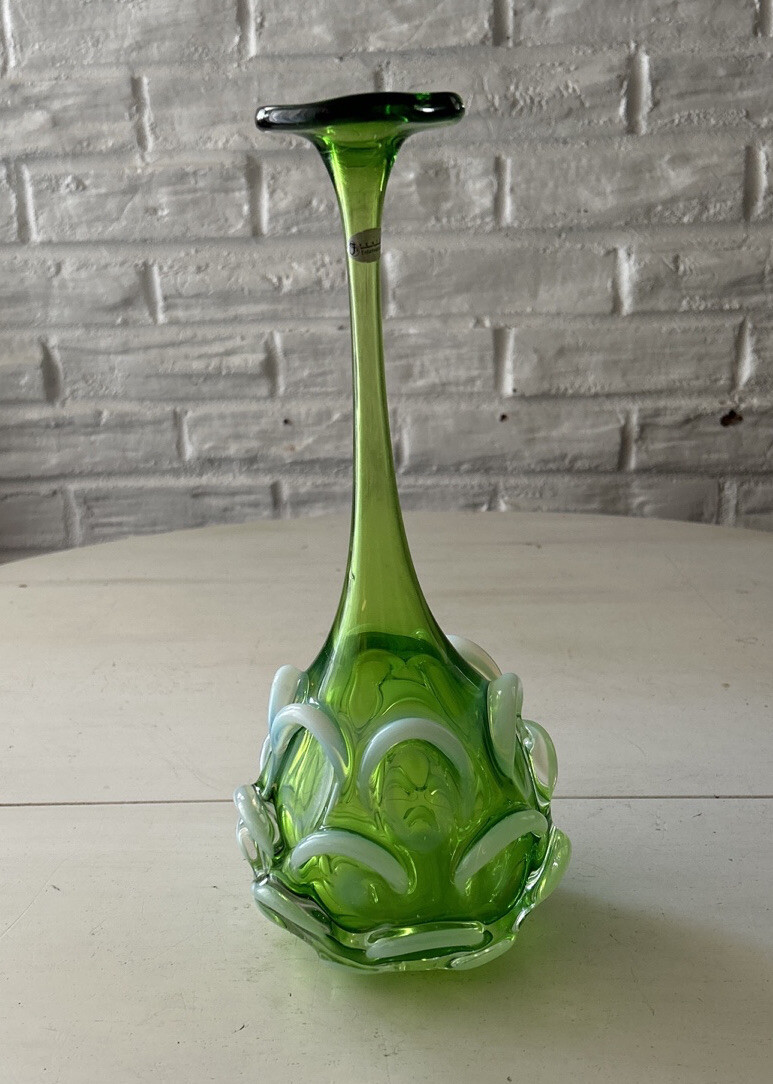 Fenton International Optics In Green Opalescent 91073 Bottle, 13 1