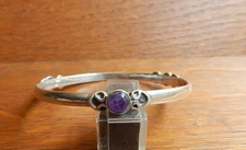 Vintage Taxco Mexico Silver 925 Natural Amethyst Bangle Bracelet