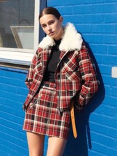 Rag  Bone Leah Tartan Zip Mini Skirt with Leather Detailing