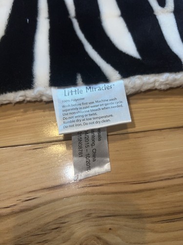 Little Miracles Zebra Plush Sherpa Baby Blanket Costco Thick 30x45 White Black - Picture 2 of 4