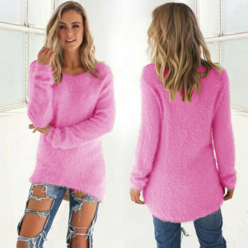 Para mujeres Cálido Suelto Jersey Vestido Pullover Prendas para el torso Suéter Informal Invierno Manga Larga - Imagen 8 de 24