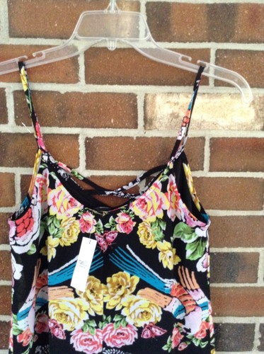 rue21 Black Multi Sheath Dress Lined Floral NWT Spaghetti Strap Ladies Small - Picture 3 of 4