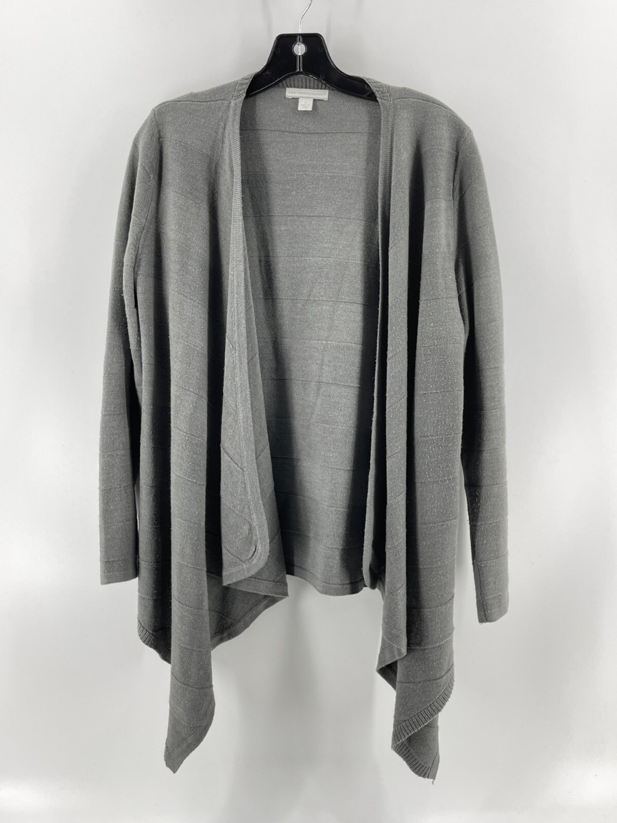 New York & Company Women's Gray Drape Front Open Knit