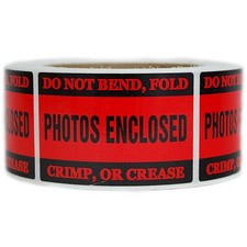 Glossy Red "Photos Enclosed" Labels Stickers - 2" by 3" - 500 ct Roll