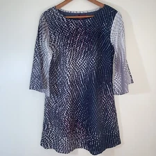 Sweet Sinammon Tunic Top Womens Large Gray Dot Print Art to Wear Lagenlook Boho