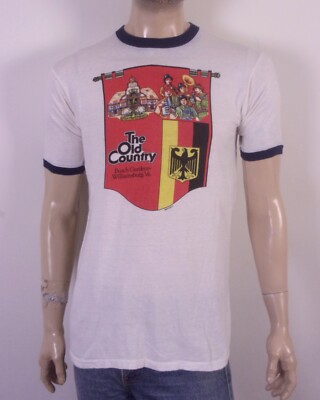 vintage 80s single stitch Busch Gardens Ringer T-Shirt German Williamsburg VA M