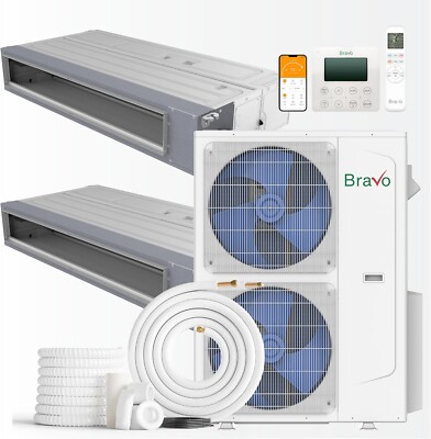 42000 BTU Dual Zone 24K+24K BTU Concealed Duct Mini Split A/C and Heater