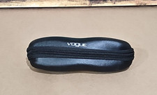 Black Vogue Glasses Case Zipped Semi Hard Shell Cream Felt Lining