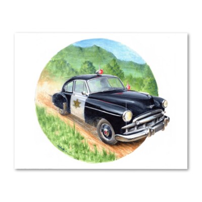 Signed 1949 CHEVROLET SHERIFF SQUAD CAR  Poster Print Wall Art 11x14 Unframed