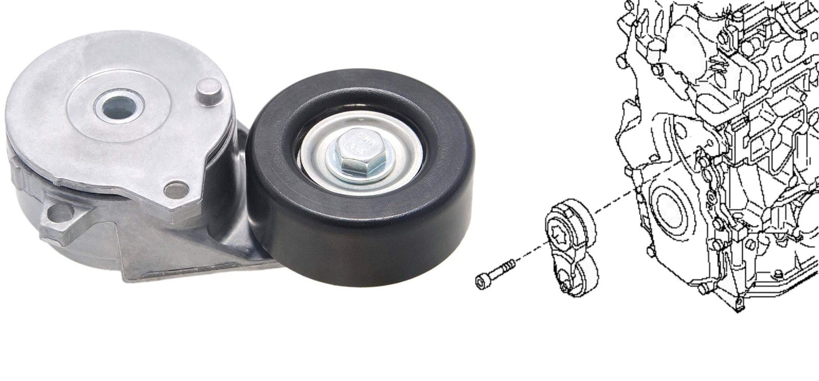 Belt Tensioner Pulley for Nissan Bluebird, Juke, Qashqai, Sentra