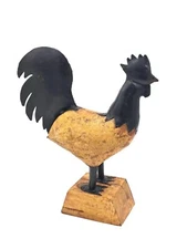 Carved Wood Metal Rooster Rustic Folk Art Primitive Sculpture Country Farmhouse
