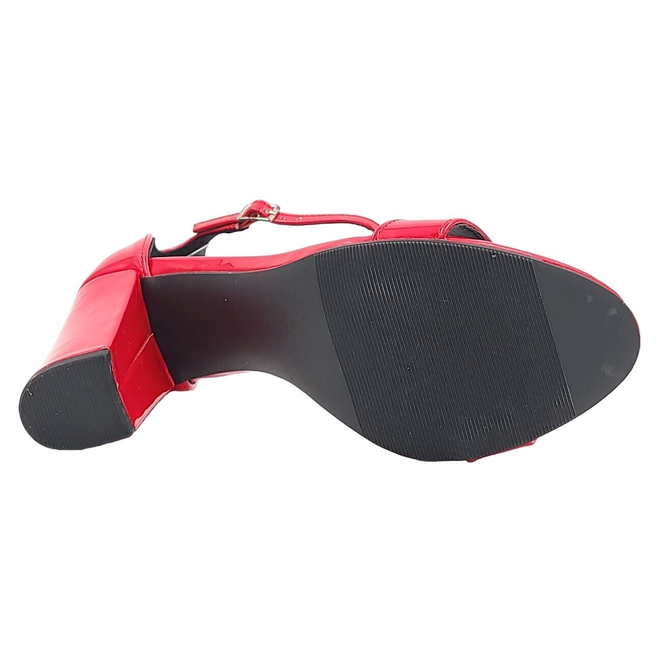 Madden Girl Women Bella Ankle Strap Dress Sandals Size US 7M Red Faux Patent