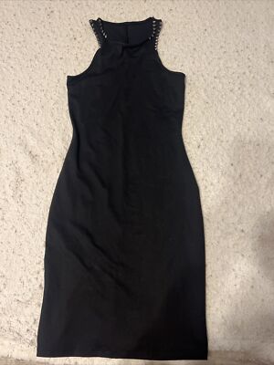 Black Bodycon Dress With Spike Grommet Detail XS | eBay