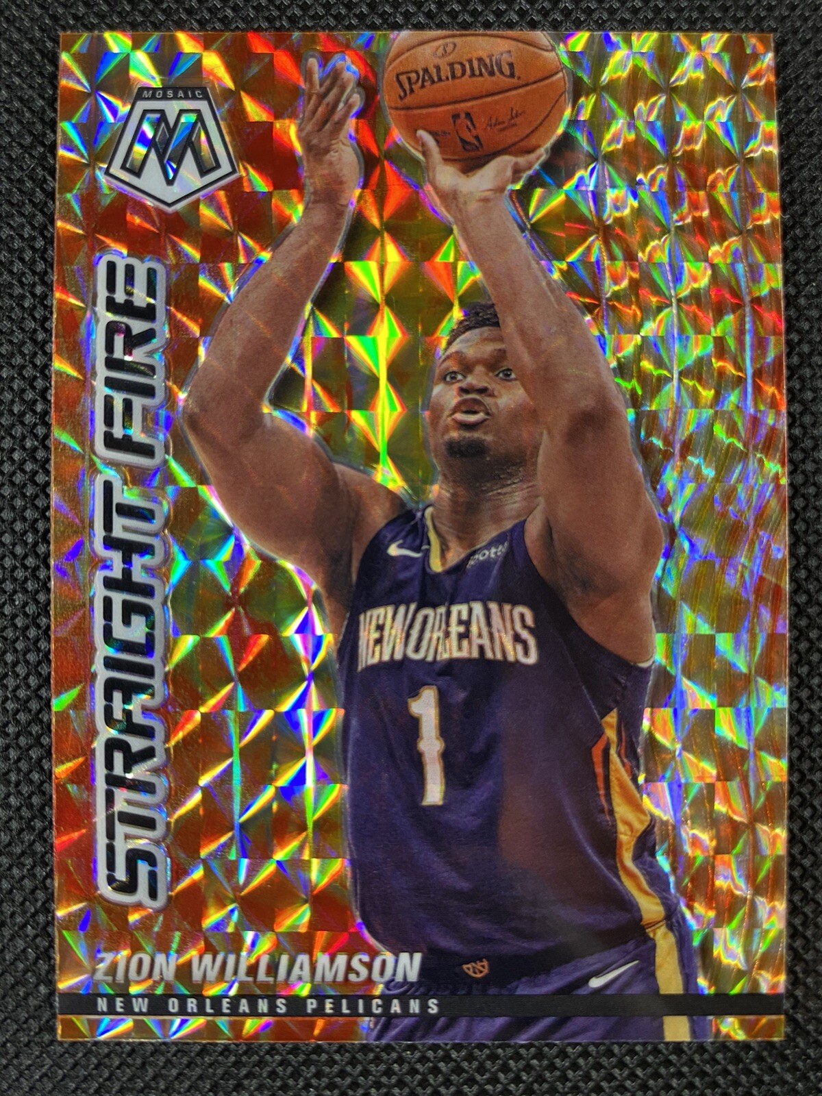 2020-21 Panini Mosaic Zion Williamson Straight Fire Insert #10 New Orleans