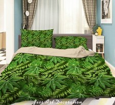 3D Tropical Leaves Pattern Green Quilt Cover Set Duvet Cover Bedding Pillowcases