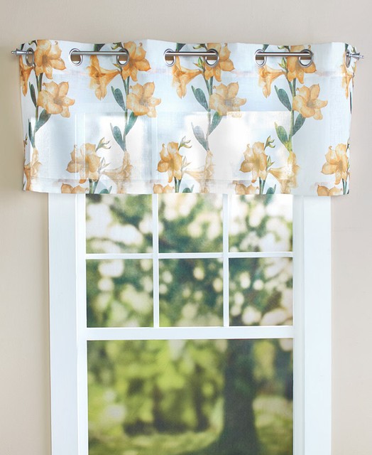 Elegant Yellow Marigold Window Valance Spring Flowers Garden Grommets