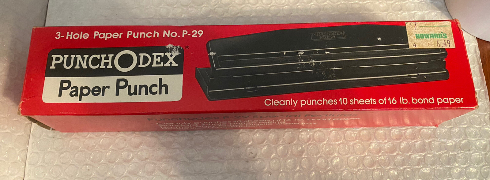 Vintage Rolodex Punchodex P29 3 Hole Punch Black Home Office