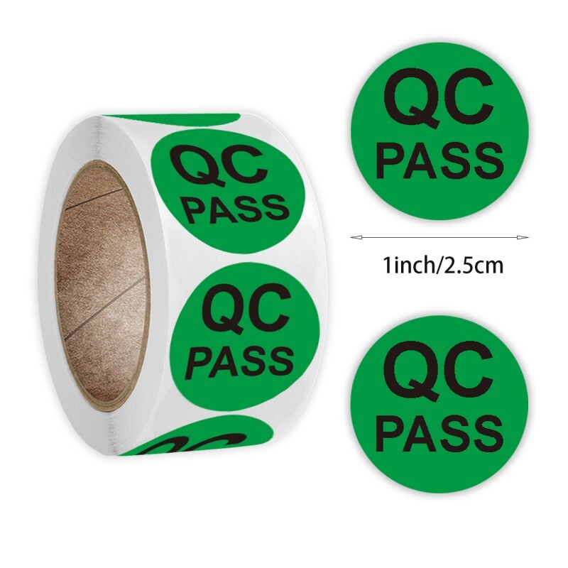 1Roll 500Pcs QC Pass Labels, 1 Inch Inventory Quality Control Stickers-image