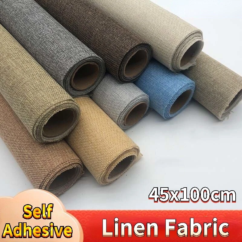 1M Selbstklebend Leinen Stoff DIY Tapete Polster Handarbeiten Möbel Material - Bild 2 von 4