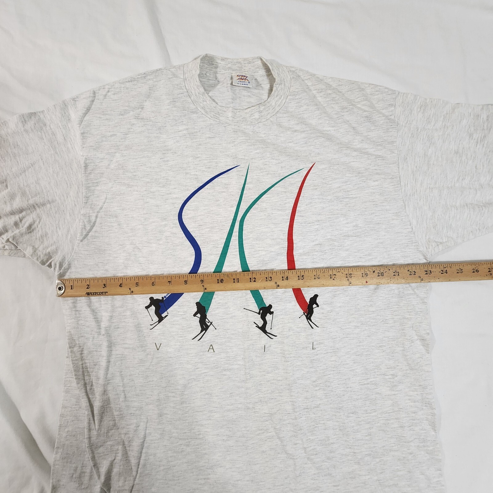 Vintage Crazy Shirts Hawaii TShirt Mens XL Gray Ski Vail Crew Neck