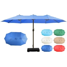 Aoodor 15ft Patio Umbrella with Umbrella Base Double-Sided Large Market Umbrella