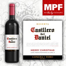 Personalised CHRISTMAS Wine Bottle Label - Casillero del Diablo Style