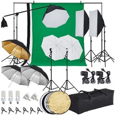 Photography Lighting Kit with Backdrops LED Umbrella Softbox Continuous Lighting