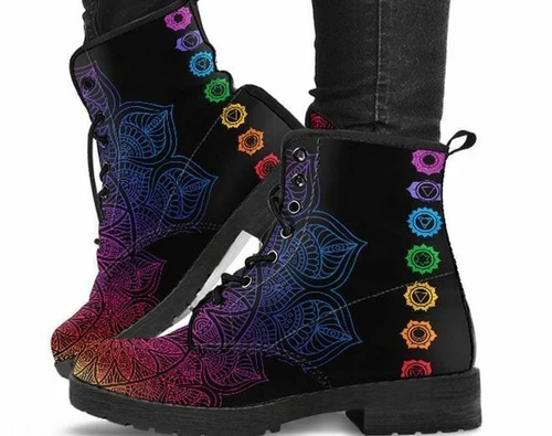 NEW STUNNING Printed Boots Woman's Fashion Vegan Steampunk Ankle Boots**/ - Picture 2 of 5