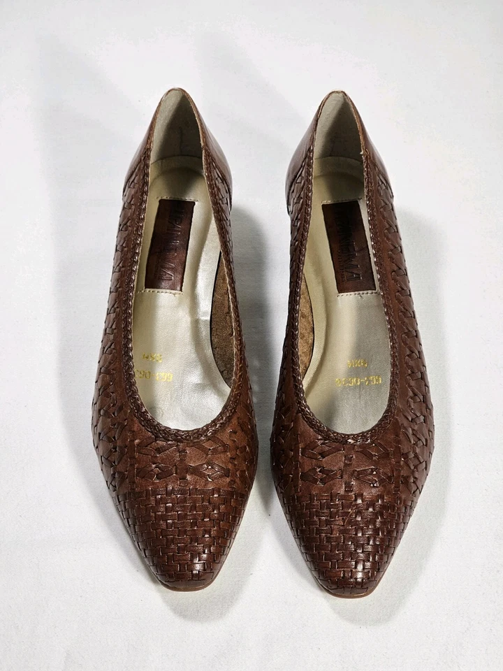 Mocasines vintage de cuero tejido marrón Ipanema para mujer de tacón bajo Brasil 9,5 M Foto 2 de 4