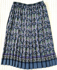 VTG Leslie Fay Pleated Skirt 12 P Paisley Timeless Boho Academia Lightweight 90s