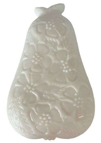 VTG 50's Hazel Atlas White Milk Glass Pear Shape Raised Fruit Nut Dish Tray - Picture 2 of 4