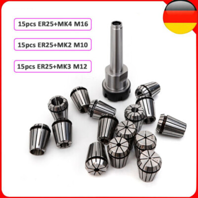 MK2/MK3/MK4 15 Stück ER25 Spannzangen +Griff Set Ø 2 - 16 mm Spannbereich NEU