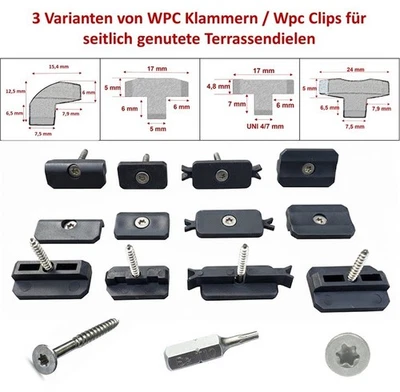 WPC Clips Befestigung Klammern Inkl. Schrauben für Terrassendielen mit Nut - Bild 1 von 4
