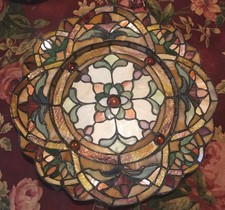 Tiffany style Stained Glass Plate Warm Tones ...